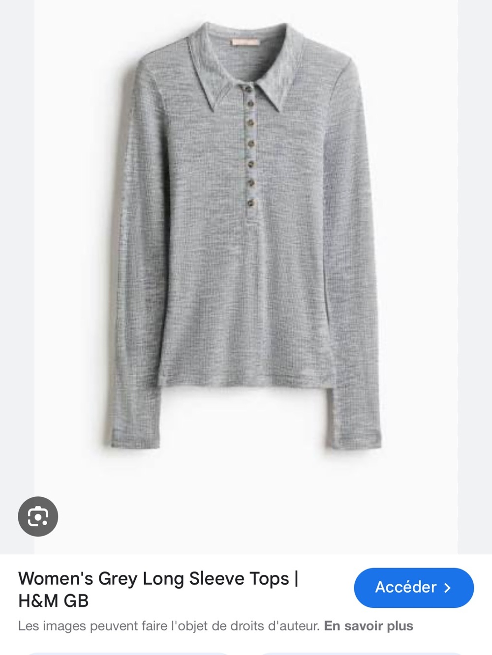 H&M Gray Long Sleeve Ribbed Polo Top